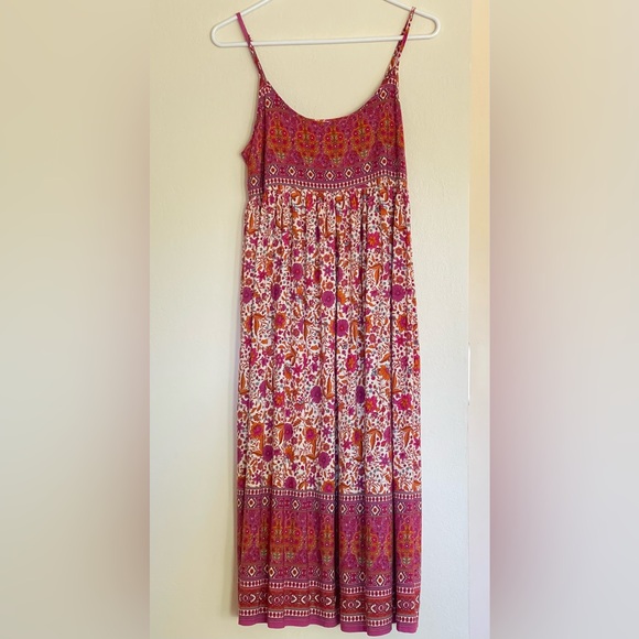 NATURAL LIFE Dresses & Skirts - Natural Life Gigi Midi Dress Pink Orange Floral Size S